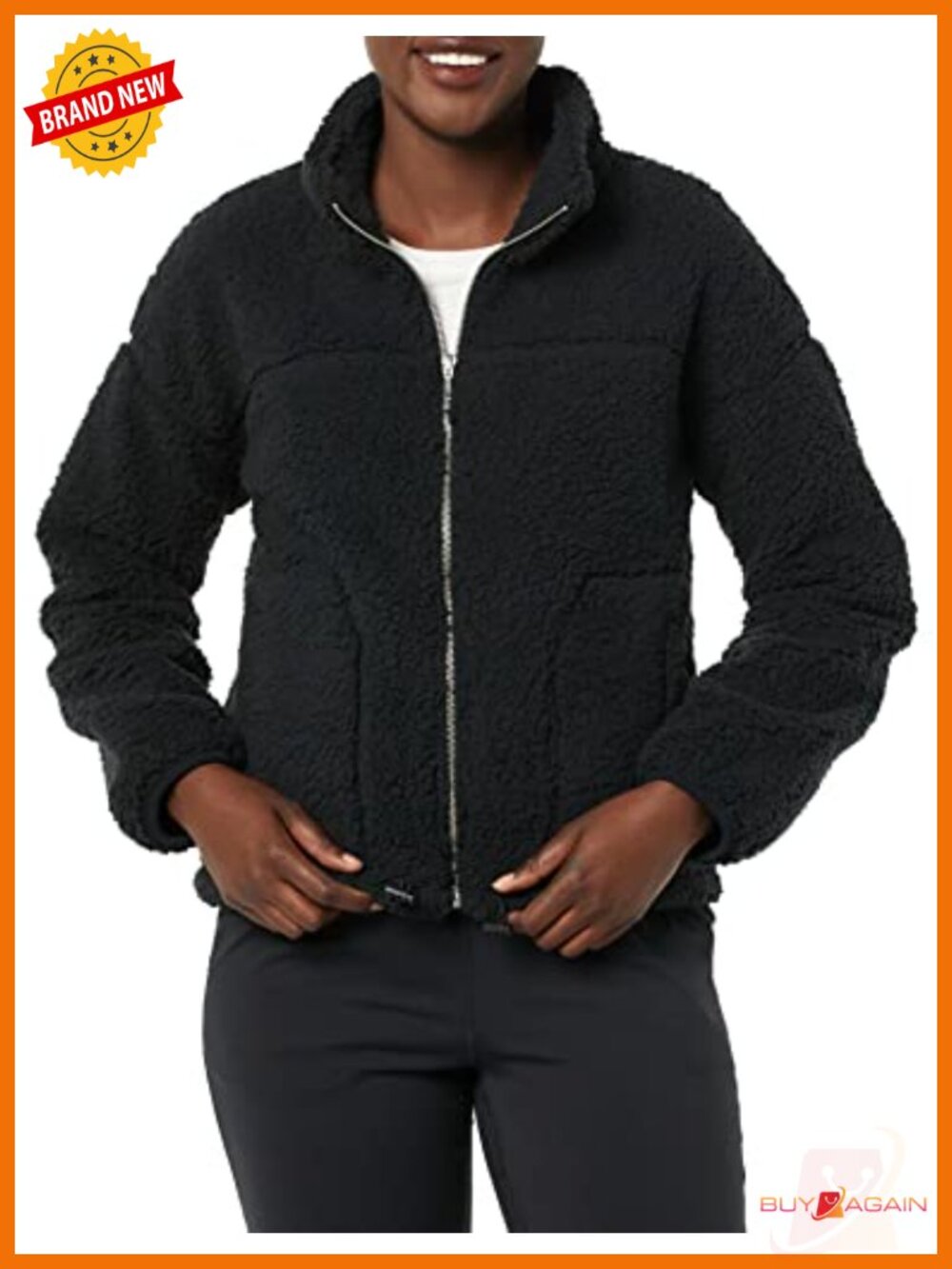 Women's Fleece Zip-Up Jacket Sherpa Lined Stand Neck